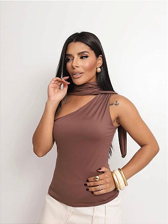 Blusa Um Ombro Só Amarração Cores