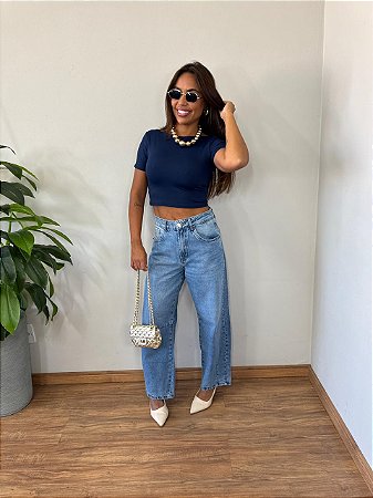 Cropped Manguinha Decote Costas Cores