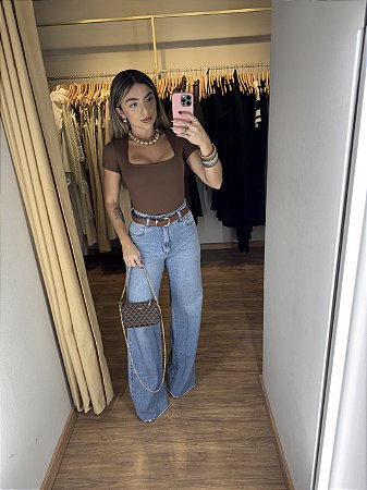 Calça Jeans Wide Pantalona Cores