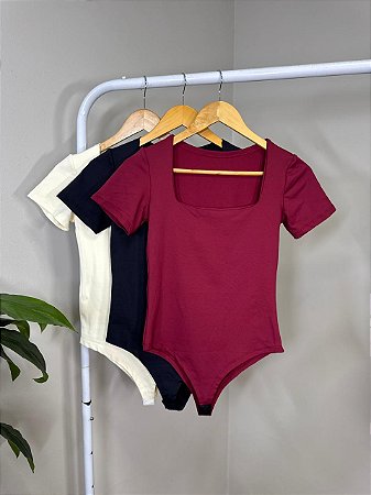Kit 3 Bodies Decote Quadrado Manguinha
