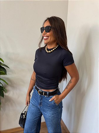 Blusa Manguinha Drapeada Cores