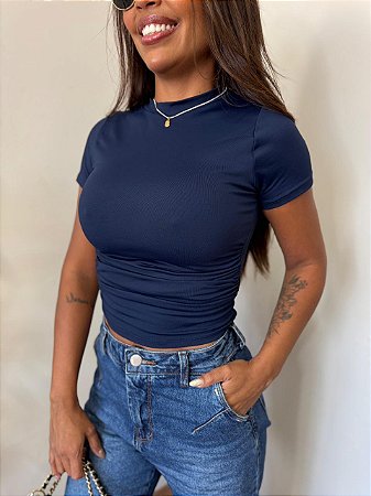 Blusa Manguinha Drapeada Cores
