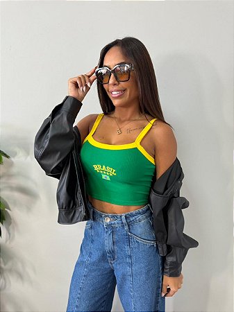 Cropped Alça Brasil Cores