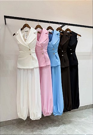 Conjunto Alfaiataria Colete e Calça Alladin Cores