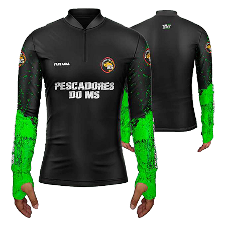 Camiseta Masculina Pescadores do MS - Preta e Verde