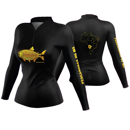 Camiseta Feminina Pescadores do MS - Mapa MS Preta