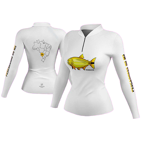 Camiseta Feminina Pescadores do MS - Mapa MS Branca