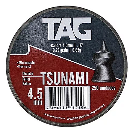 Chumbinho Tsunami 4,5 mm TAG com grande poder de impacto - 250 peças