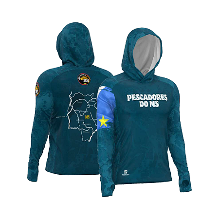 Camiseta Masculina pescadores do ms – ms azul c/ capuz