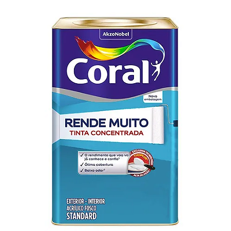 Tinta Acrílica Standard Concentrada Acabamento Fosco Rende Muito Interior E Exterior 16l Coral