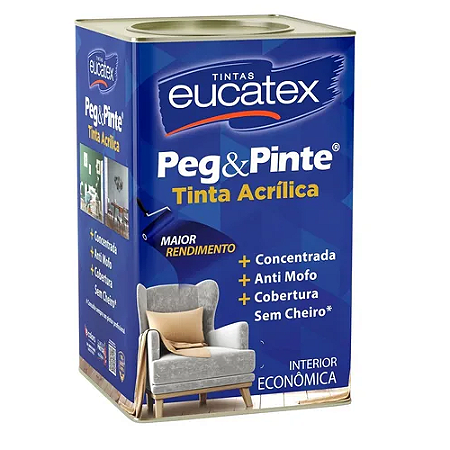 Tinta Acrílica Anti Mofo Econômica Interna Peg e Pinte 18L Eucatex