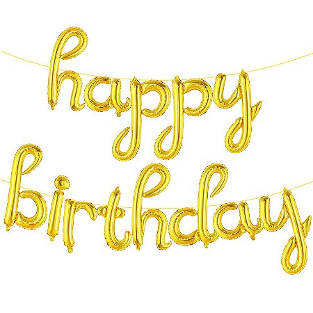 Balão Metalizado Personalizado Happy Birthday Dourado Bexiga - Coisas Já |  Compre Simples, Receba em Casa