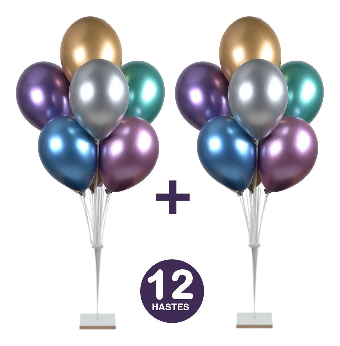 Kit 02 Suportes de Balão Bexiga Bolas de 12 Hastes C/ 1,20cm Grande de Chão Para Festas Decoração Aniversário