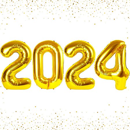 Balão Bexiga Metalizado Personalizado 2024 Grande Decoração Ano Novo
