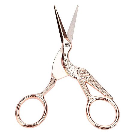 Tesoura Cegonha Reta Rose Gold