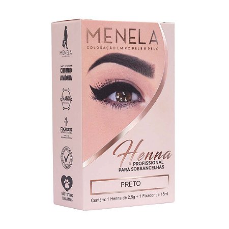 Henna para Sobrancelhas Menela Preto 2,5g + Fixador 15ml