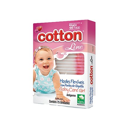 Hastes Flexível Cotonete Cotton Line Rosa 75 unidades