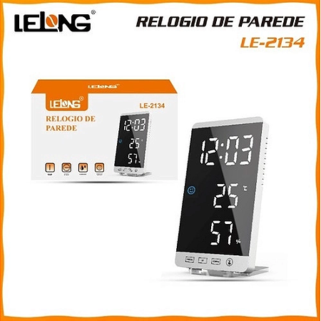Relógio de Parede Medidor de Temperatura Digital Lelong LE-2134