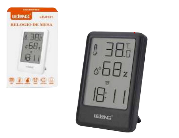 Relógio de Mesa Medidor de Temperatura Digital Lelong LE-8131