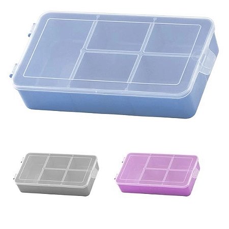 Estojo Organizador de Plástico Retangular com 5 Divisórias P 16 x 9 x 3,5cm