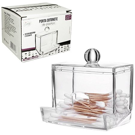 Organizador Porta Cotonete Acrílico Retangular DT6725/CB3353