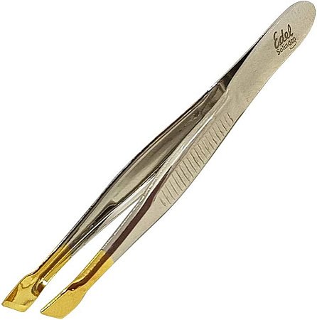 Pinça para Sobrancelhas Ponta Chanfrada Dourada Solingen 2211-202