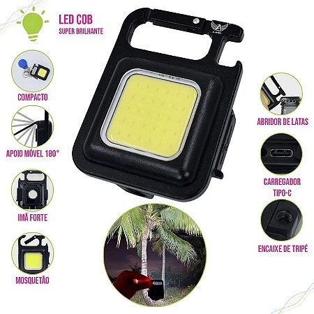 Lanterna Chaveiro Recarregável LED COB MLG-151 Tomate