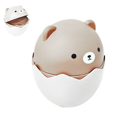 Lixeira de Mesa de Plástico Redonda Urso Marrom TRC0740