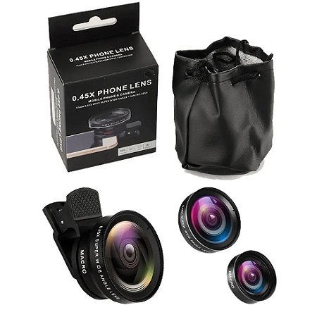 Lente Foto Macro Wide para Celular Universal Phone Lens 0.45X
