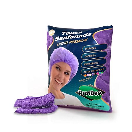 Touca Descartável TNT Lilás Protdesc c/100 unid.