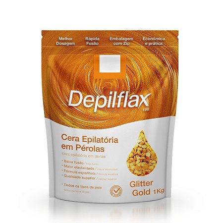 Cera em Pérolas Glitter Gold Depilflax 1Kg