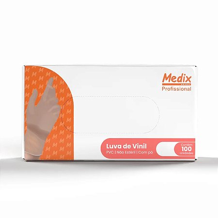 Luva Vinil Saúde Com Pó Medix Brasil