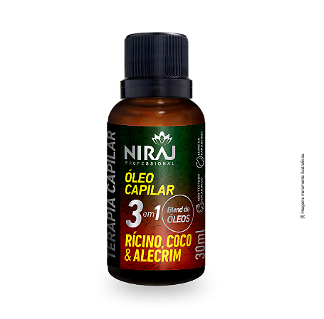 Óleo Capilar 3 em 1 Alecrim, Rícino e Coco Niraj 30ml
