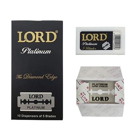 Lâmina de Barbear Lord Platinum Black 5 unidades