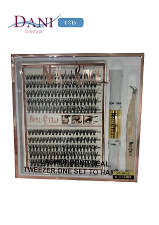 Cílios Tufo New Show 20P+30P 0,07D Mix + Cola + Pinça