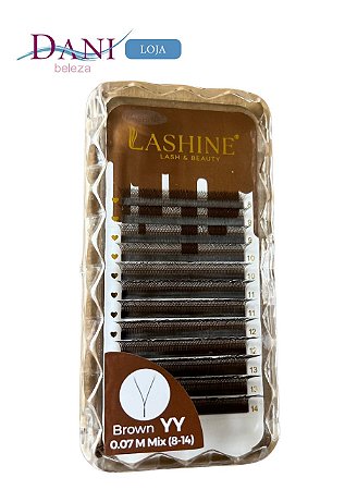 Cílios Marrom Lashine YY 0,07 M Mix 8-14mm - Volume Brasileiro