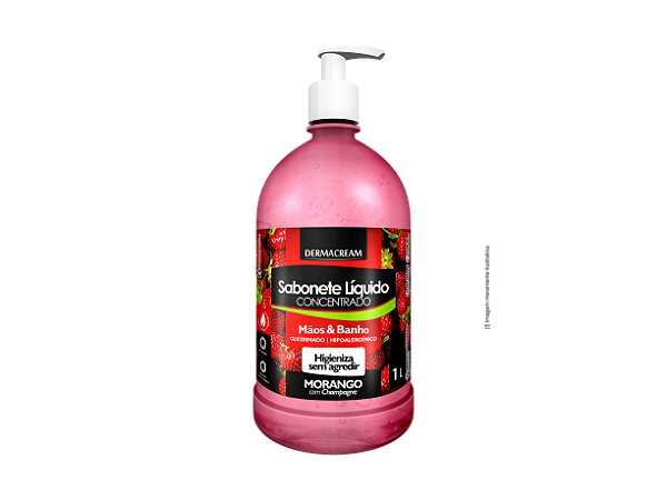 Sabonete Liquido Concentrado Mãos e Banho Morango com Champanhe Dermacream 1 Litro