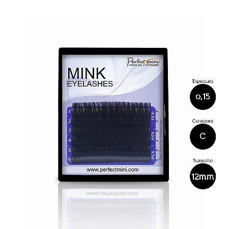 Cílios Alongamento Mink Premium 6 Linhas 0,15 C 12mm