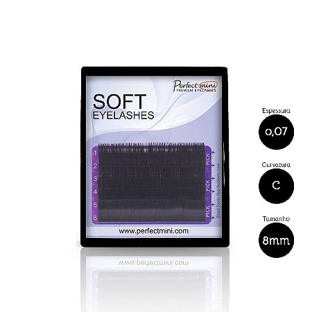 Cílios Soft Premium Fio a Fio Perfect Lashes 6 Linhas 0,07 C 8mm