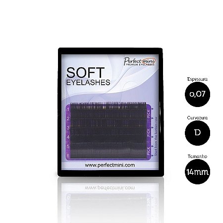 Cílios Alongamento Soft Premium 6 Linhas 0,07 D 14mm