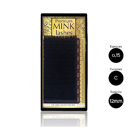 Cílios Alongamento Mink Premium 16 Linhas 0,15 C 12mm
