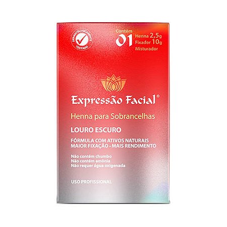 Kit Henna de Sobrancelha Expressão Facial Louro Escuro 2,5g + Fixador 10ml