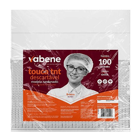 Touca Descartável Branca TNT Sanfonada Vabene c/100 unid.