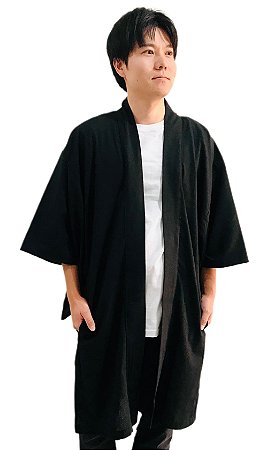 Haori Unissex Algodão Preto