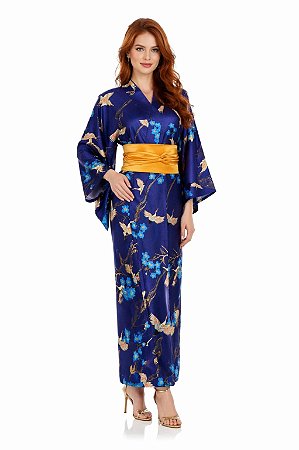 KIMONO LONGO TSURU AZUL MARINHO