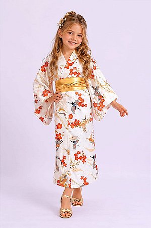KIMONO INFANTIL TSURU BEGE