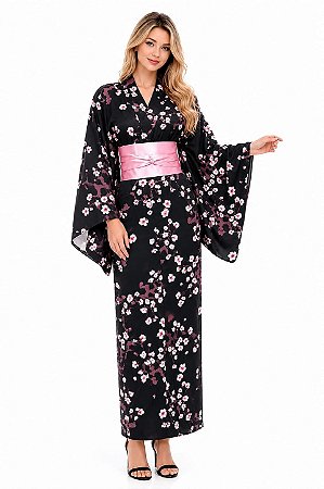 KIMONO LONGO SAKURA PRETO
