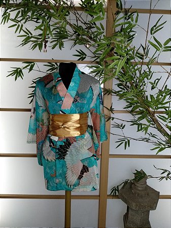Kimono Curto Tsuru Azul