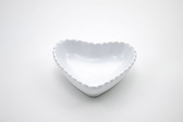 Mini Travessa Coração Branco Cerâmica 7 cm