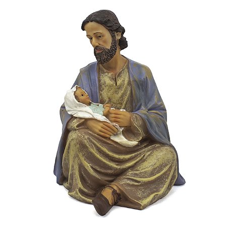 Imagem São José Sentado Importado Resina 20 cm